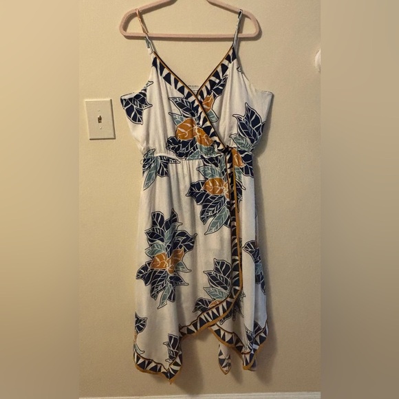 Nine West Asymmetrical Floral Dress in Blue and Yellow - Picture 2 of 7
